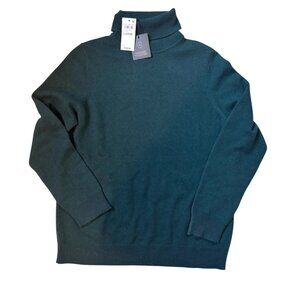 NWT Charter Club Luxury 100% Cashmere Deep Pine Green Turtleneck Sweater Large